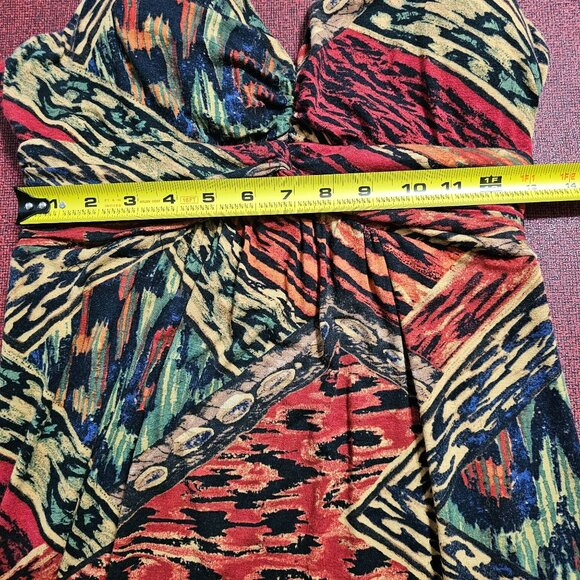 VTG‎ Y2K Muse Halter Multicolor Abstract Dress Sz 10 Stretch Babydoll Urban - Picture 7 of 10